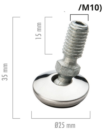 Oynar Başlı Paslanmaz Bingo M10 (Ø25) İnox